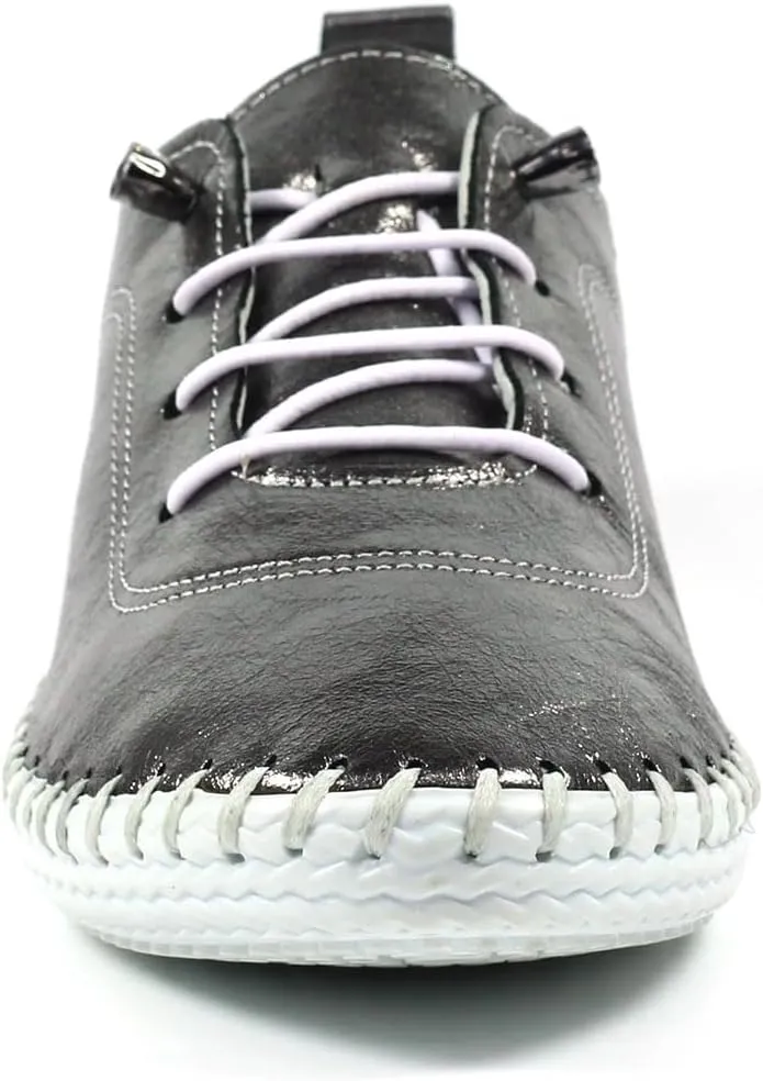 Ladies St. Ives Metallic Pewter Plimsoll