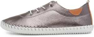 Ladies St. Ives Metallic Pewter Plimsoll