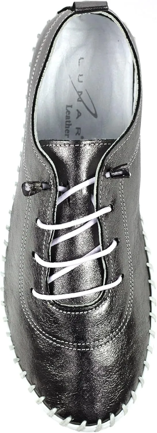 Ladies St. Ives Metallic Pewter Plimsoll