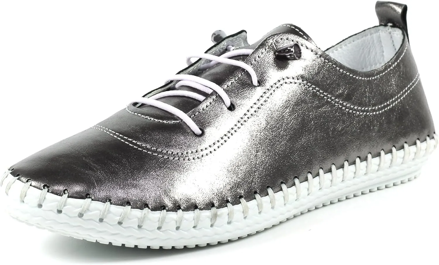 Ladies St. Ives Metallic Pewter Plimsoll