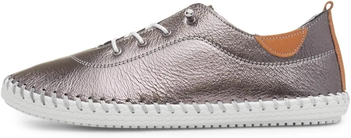 Ladies St. Ives Metallic Pewter Plimsoll