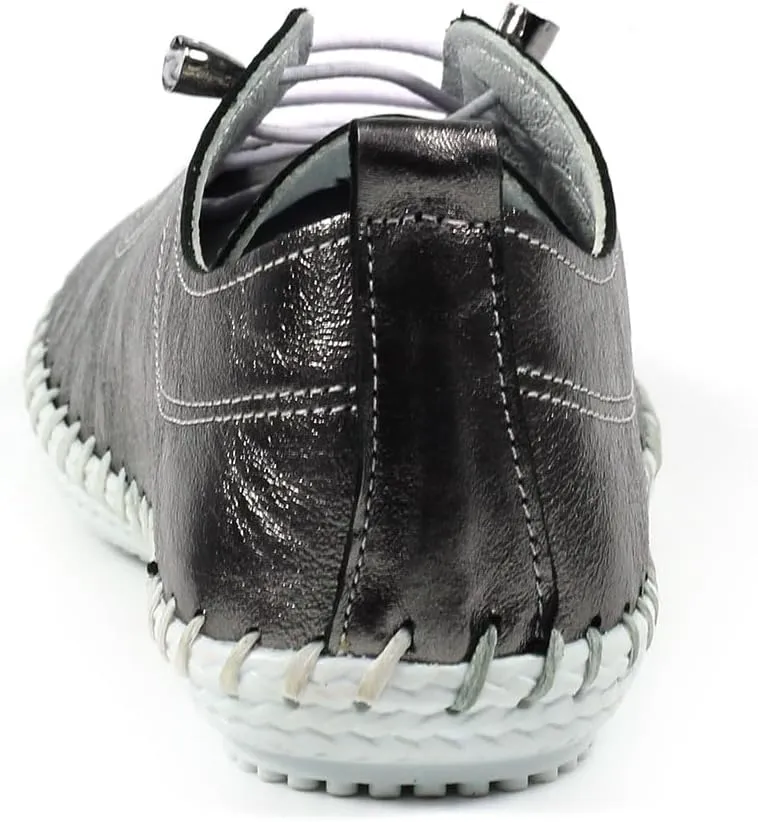 Ladies St. Ives Metallic Pewter Plimsoll