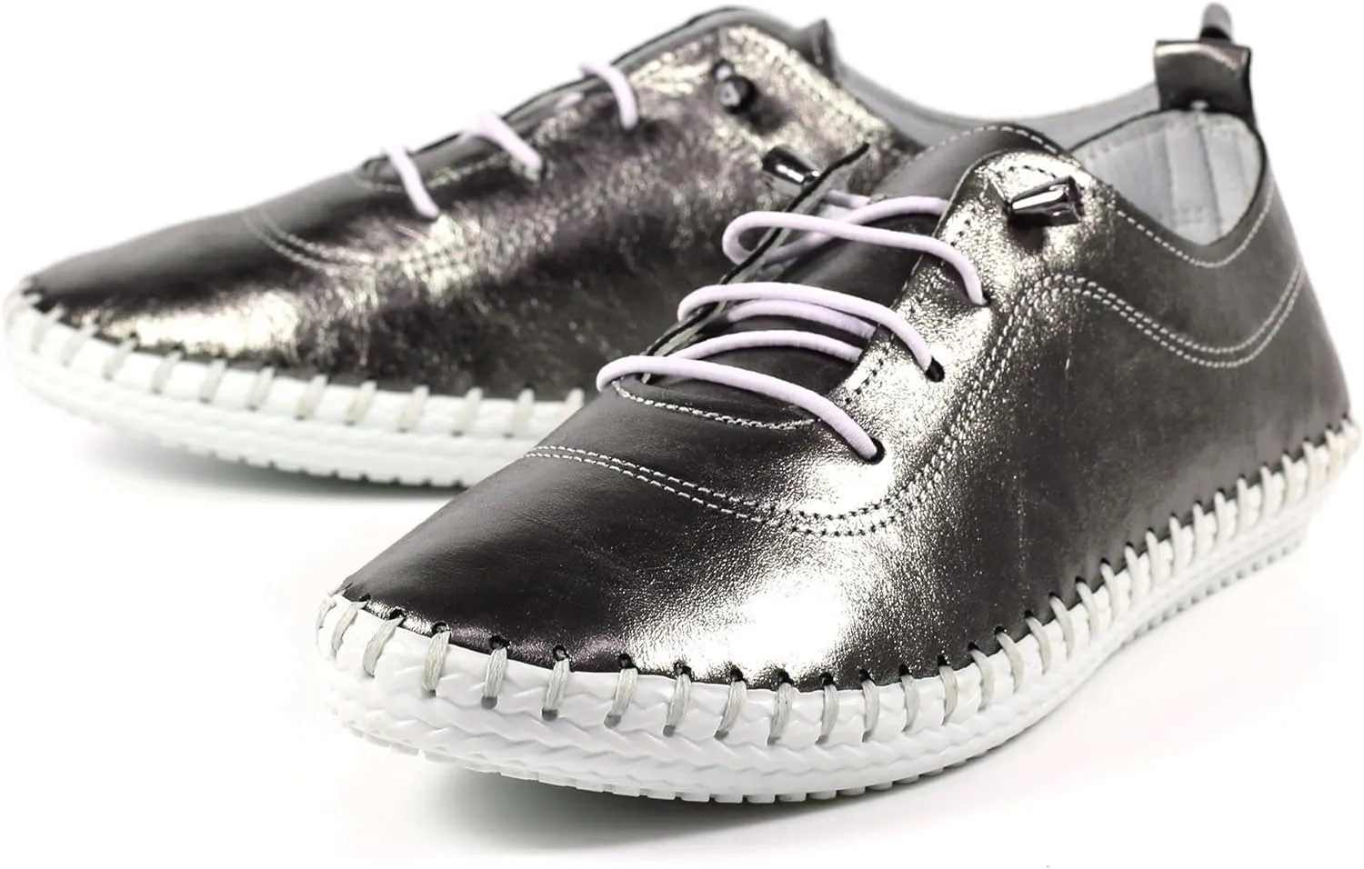 Ladies St. Ives Metallic Pewter Plimsoll