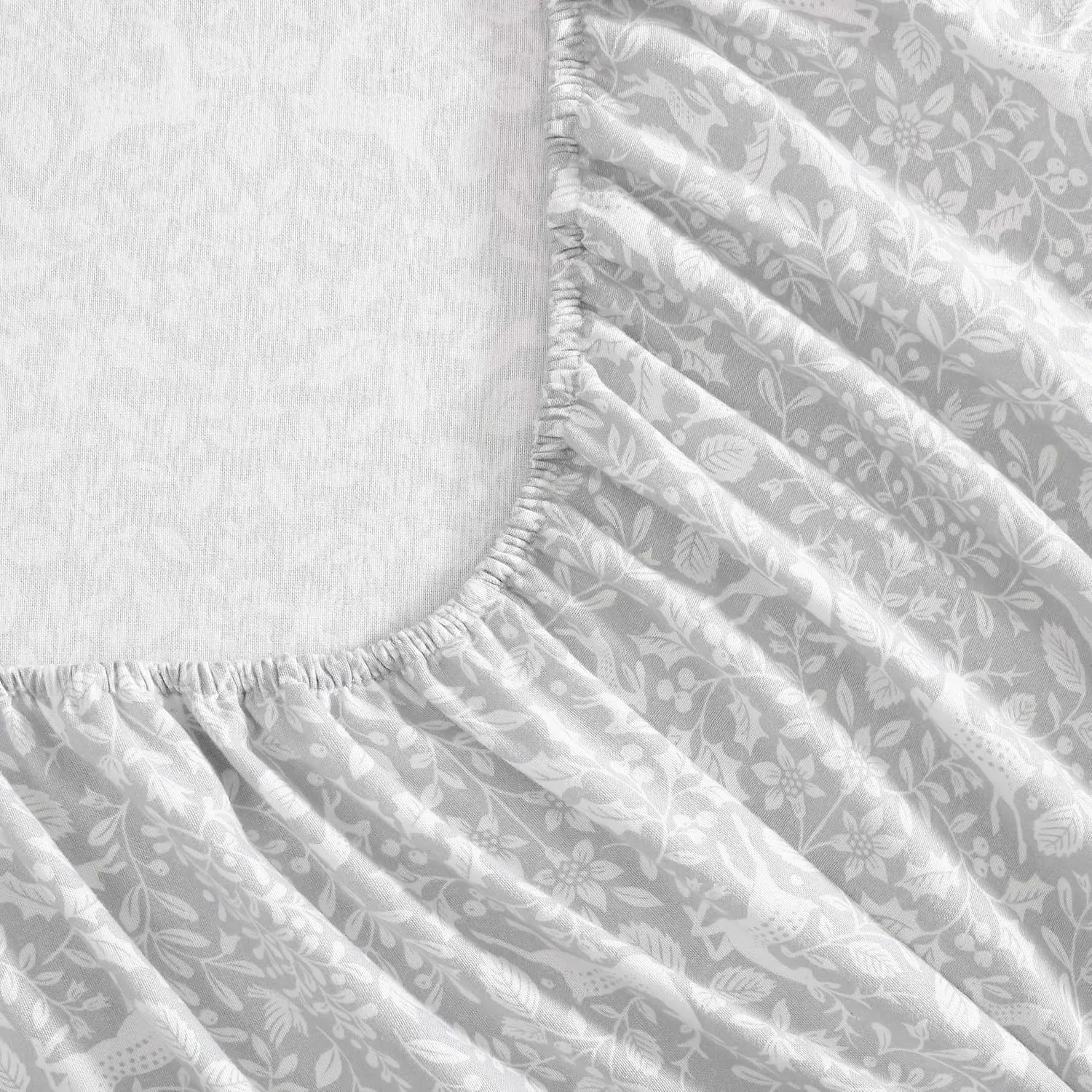 Laura Ashley - Queen Sheets, Breathable Cotton Flannel Bedding with Deep Pockets, Brushed for Extra Softness & Comfort, Oeko-Tex Certified (Deer Dance Grey, Queen)
