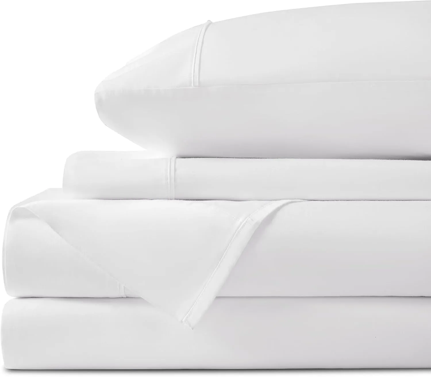 LBRO2M 100% Egyptian Cotton Sheets Set 1000 Thread Count,Queen Size Bed Sheet 4 Piece Sets,Long Staple,16 Inches Deep Pocket,All Season,Bedding Super Soft Breathable,Sateen Weave(White)