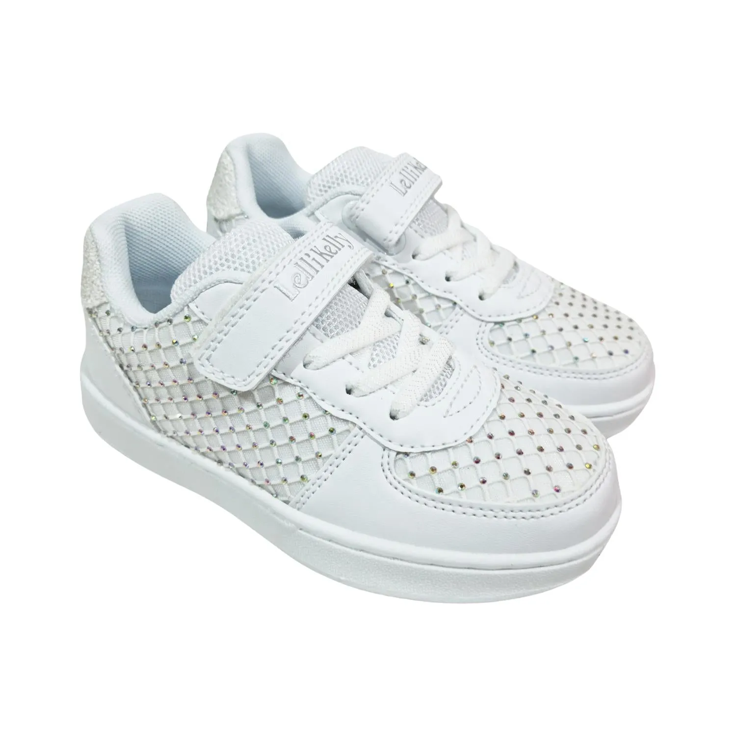 Lelli Kelly MLAA4013 (BI01) Cinzia White Faux Leather Mesh Diamante Trainers