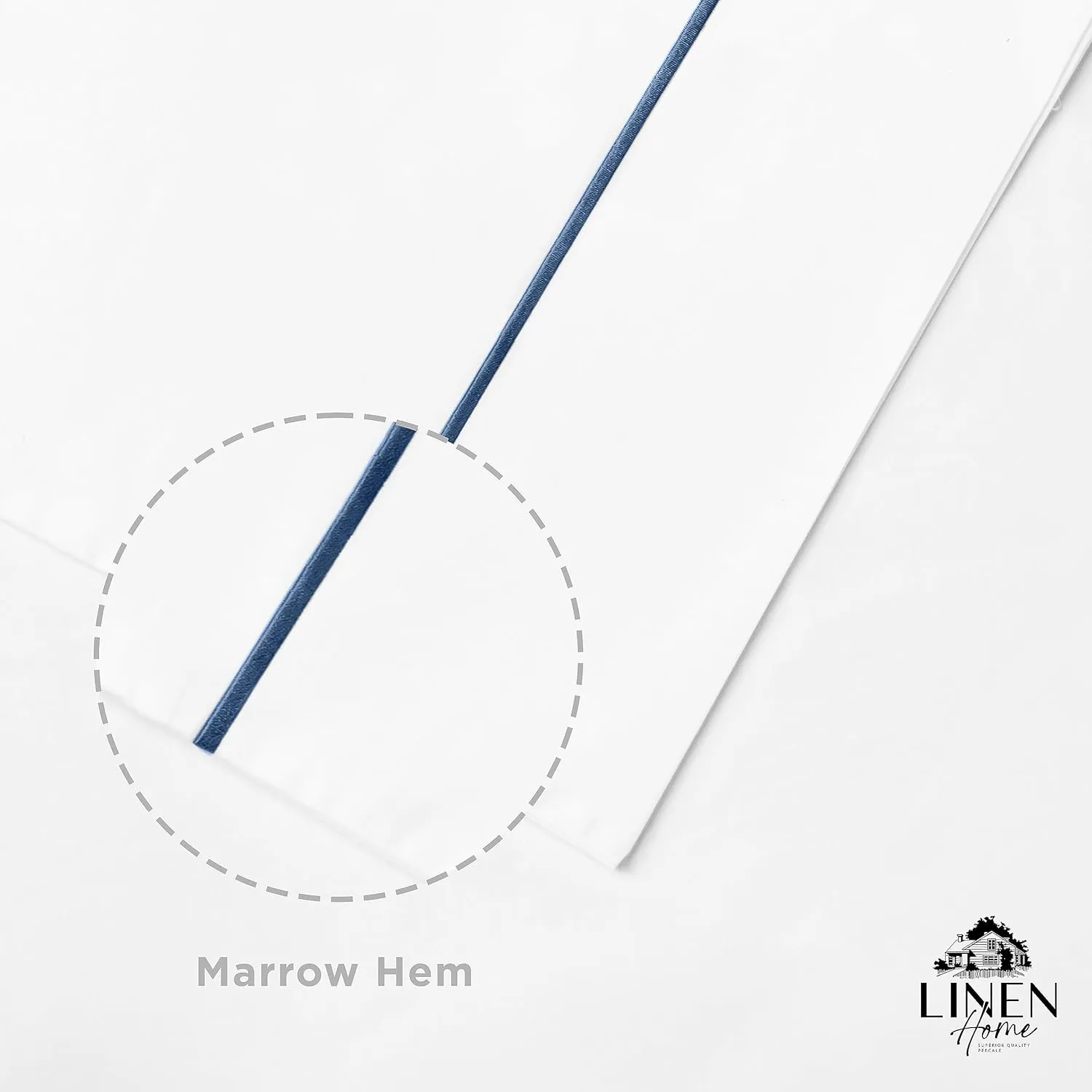 Linen Home 100% Cotton Marrow Percale Sheet Set, King Size, Dark Blue, 4 Pieces - 1 Flat, 1 Deep Pocket Fitted Sheet and 2 Pillowcases, Breathable, Crisp Cool and Strong Bed Linen