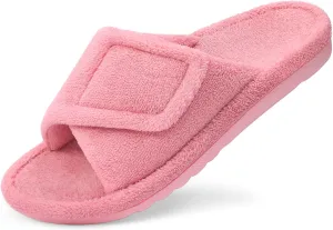 Litfun Women's Orthopedic Slippers with Arch Support Adjustable Open Toe House Shoes for Plantar Fasciitis, Pink 42