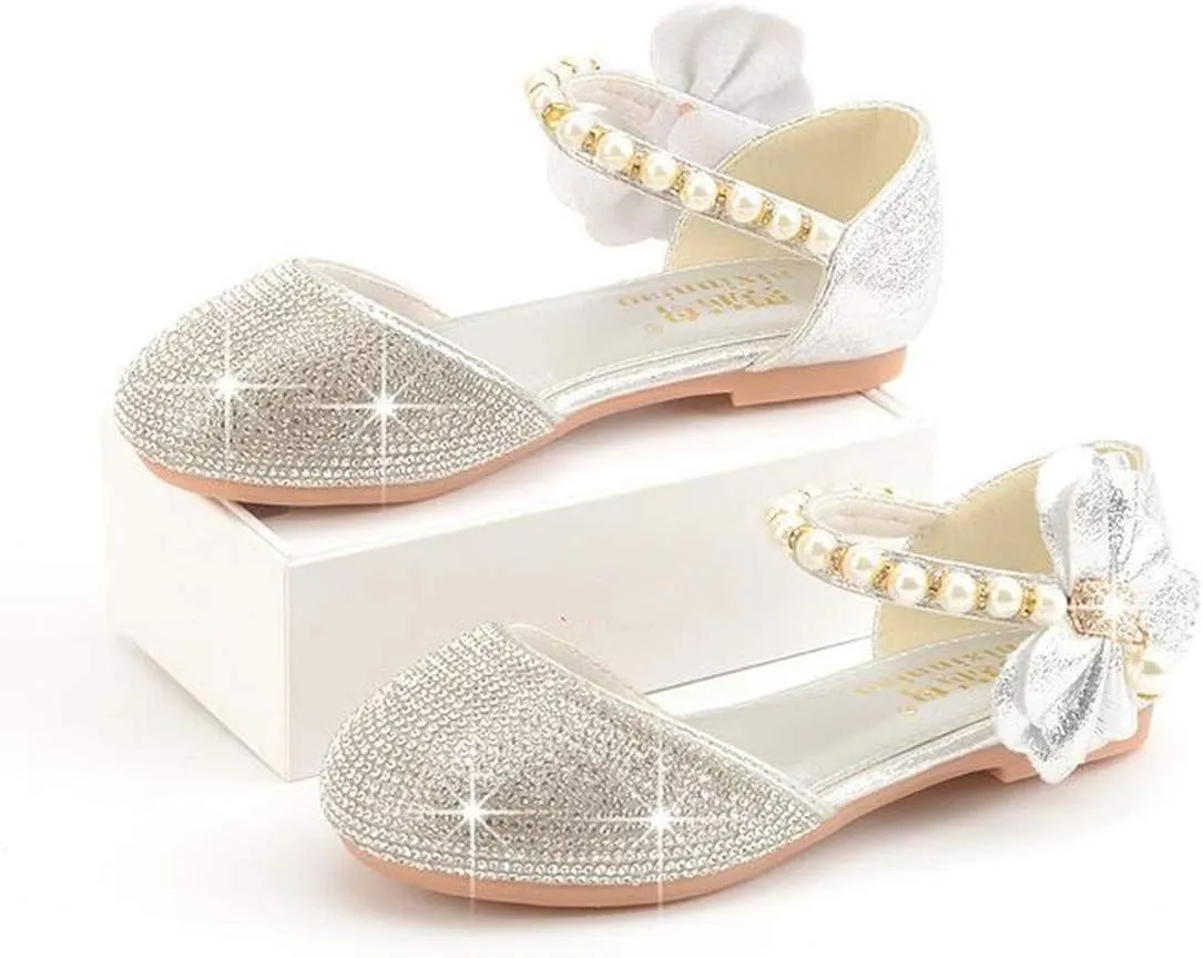 Little Girl's Adorable Sparkle Mary Jane Ballerina Flat Princess Flower Wedding Party Dress Shoes