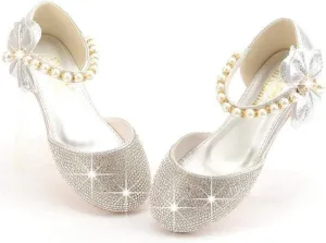 Little Girl's Adorable Sparkle Mary Jane Ballerina Flat Princess Flower Wedding Party Dress Shoes