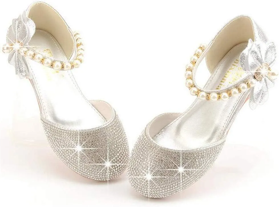 Little Girl's Adorable Sparkle Mary Jane Ballerina Flat Princess Flower Wedding Party Dress Shoes