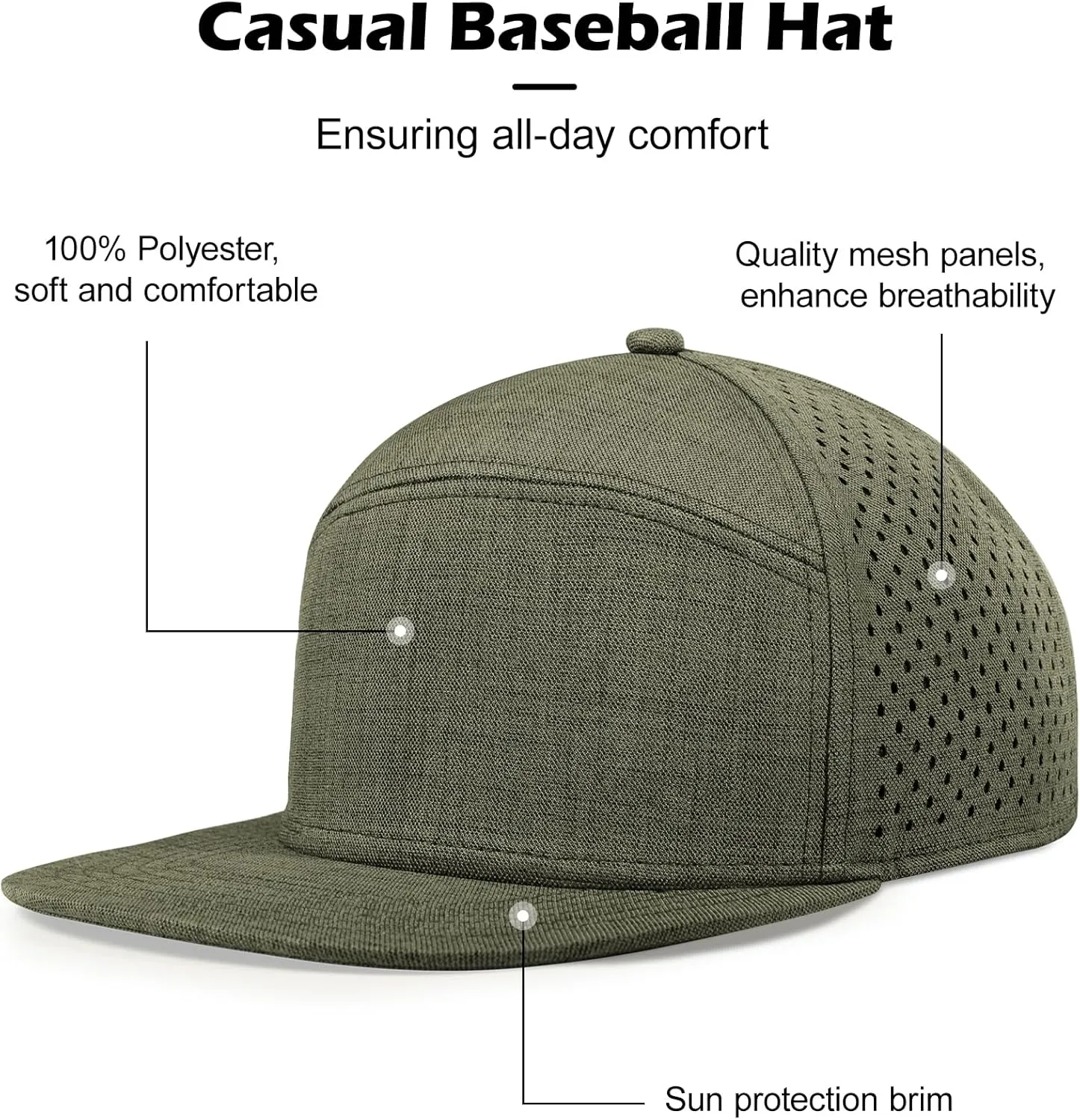 LiuSuper XXL Snapback Hats for Men, Flat Brim Hats for Men, Adjustable Mesh Trucker Hat for Women Big Head