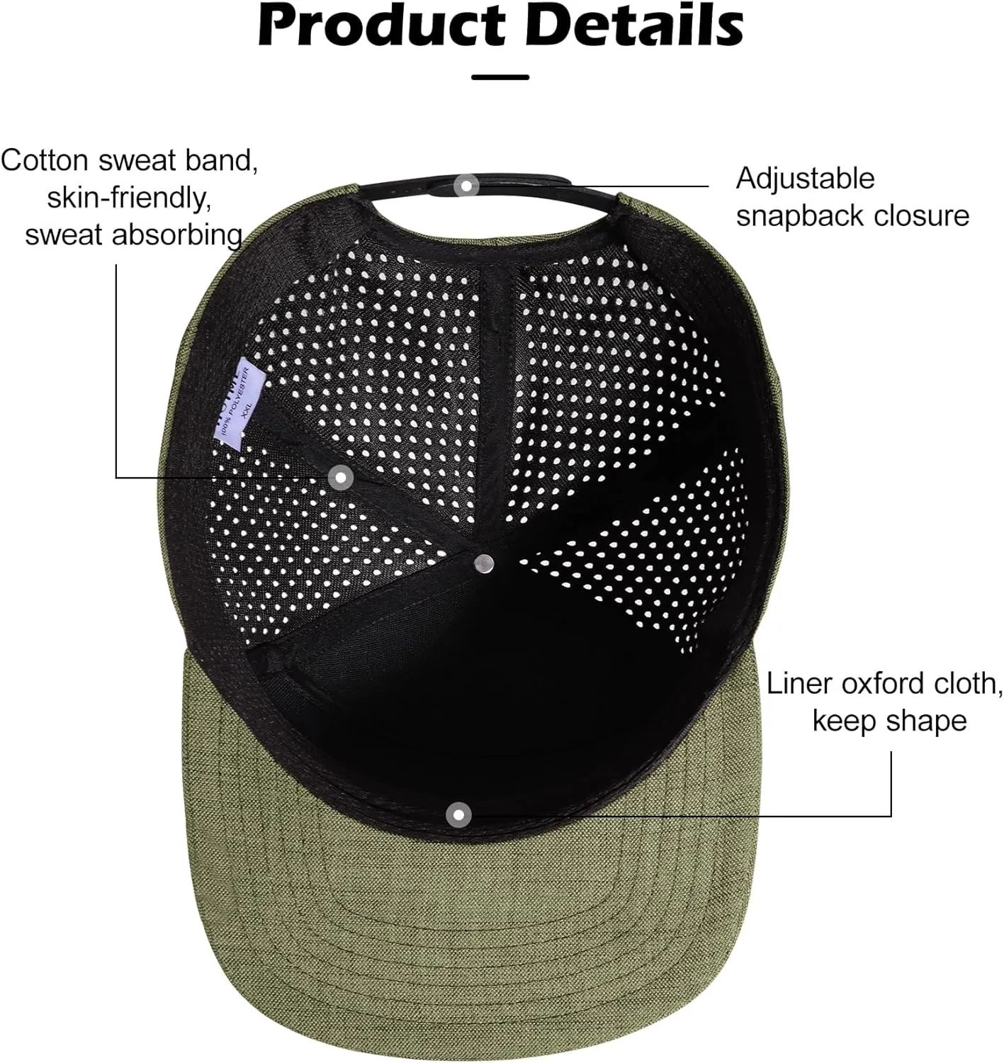 LiuSuper XXL Snapback Hats for Men, Flat Brim Hats for Men, Adjustable Mesh Trucker Hat for Women Big Head