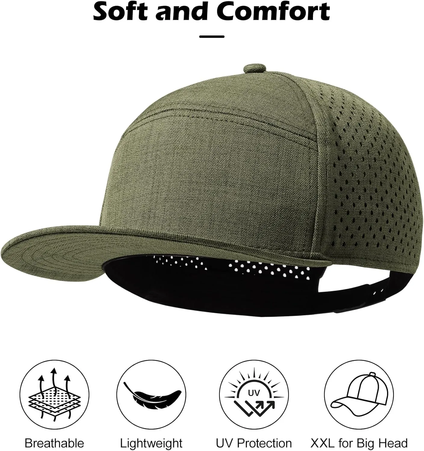 LiuSuper XXL Snapback Hats for Men, Flat Brim Hats for Men, Adjustable Mesh Trucker Hat for Women Big Head