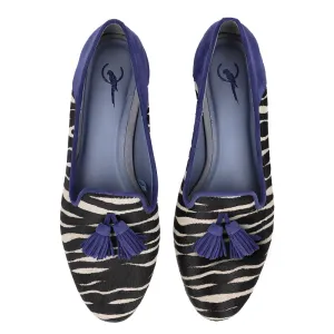 Loafer Slip Pelo Zebra Azul