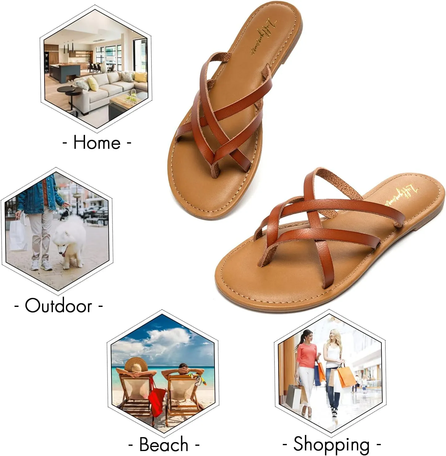 Luffymomo Women's Elastic Strap Flat Sandals Casual Summer Open Toe Sandal