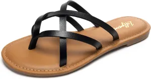 Luffymomo Women's Elastic Strap Flat Sandals Casual Summer Open Toe Sandal