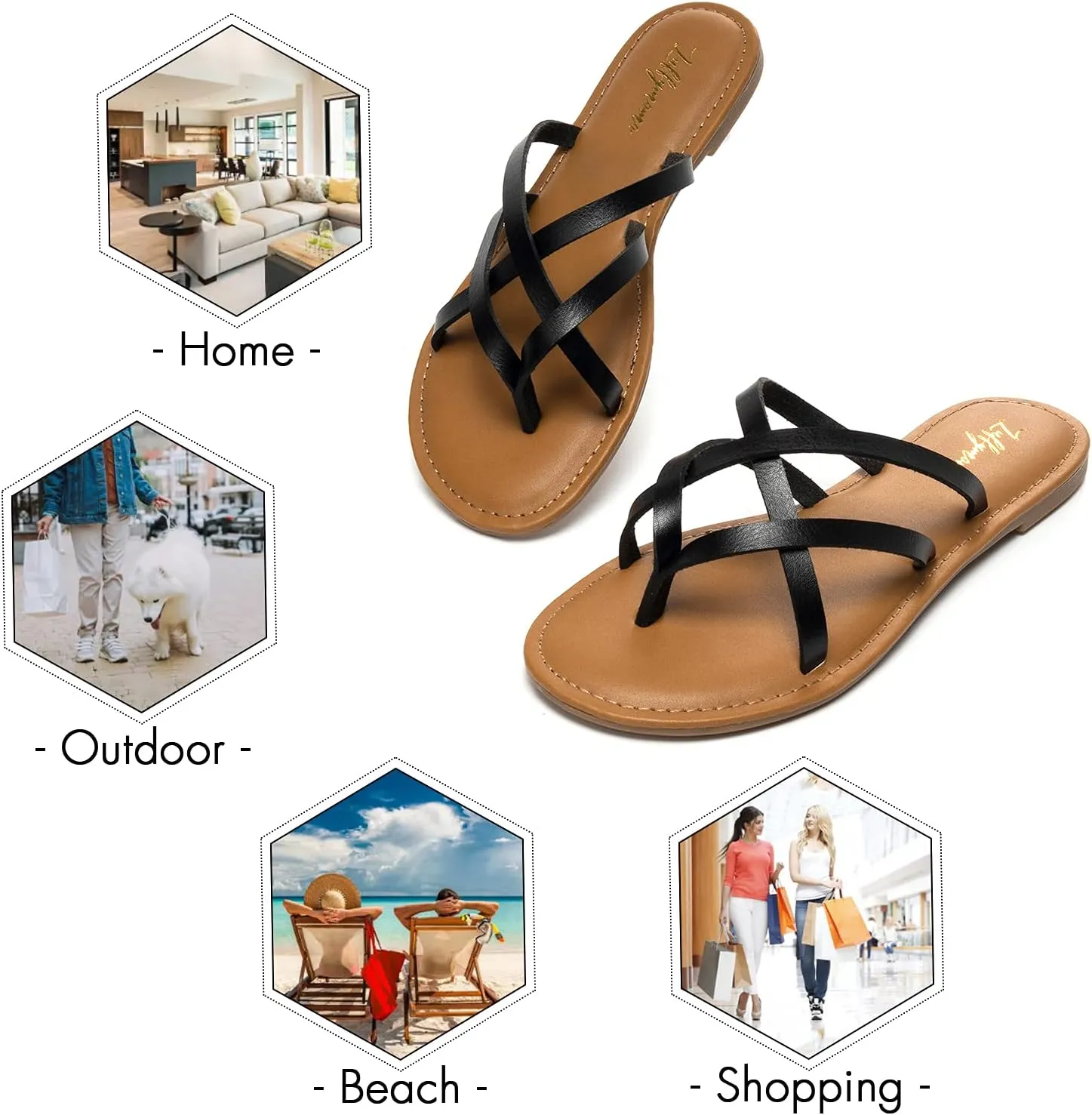 Luffymomo Women's Elastic Strap Flat Sandals Casual Summer Open Toe Sandal