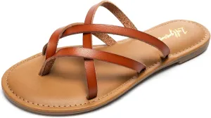 Luffymomo Women's Elastic Strap Flat Sandals Casual Summer Open Toe Sandal