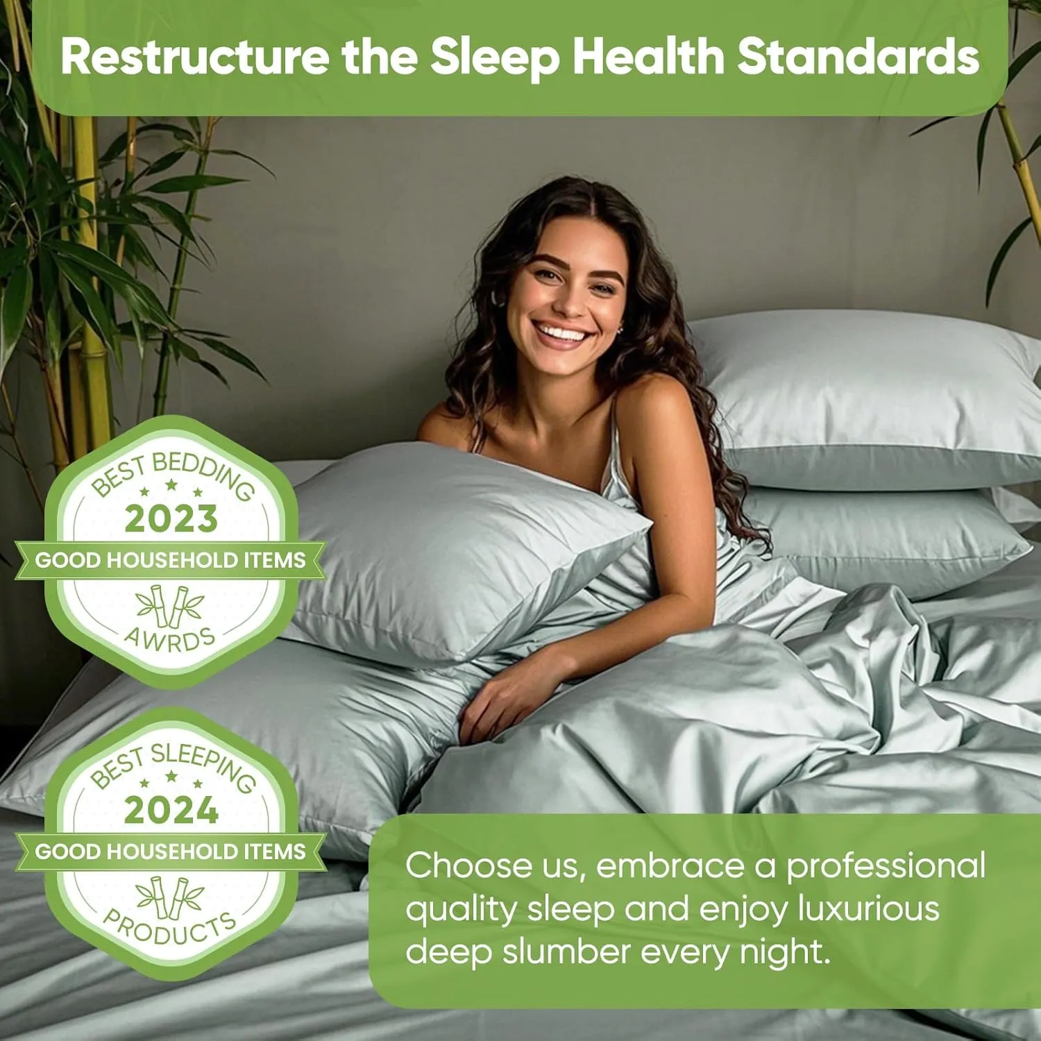 Luxury Sheet Set, Genuine 100% Organic Viscose Derived from Bamboo, Cooling & Breathable, Silky Soft, Bedding Sheets & Pillowcases (Sea Glass, King)