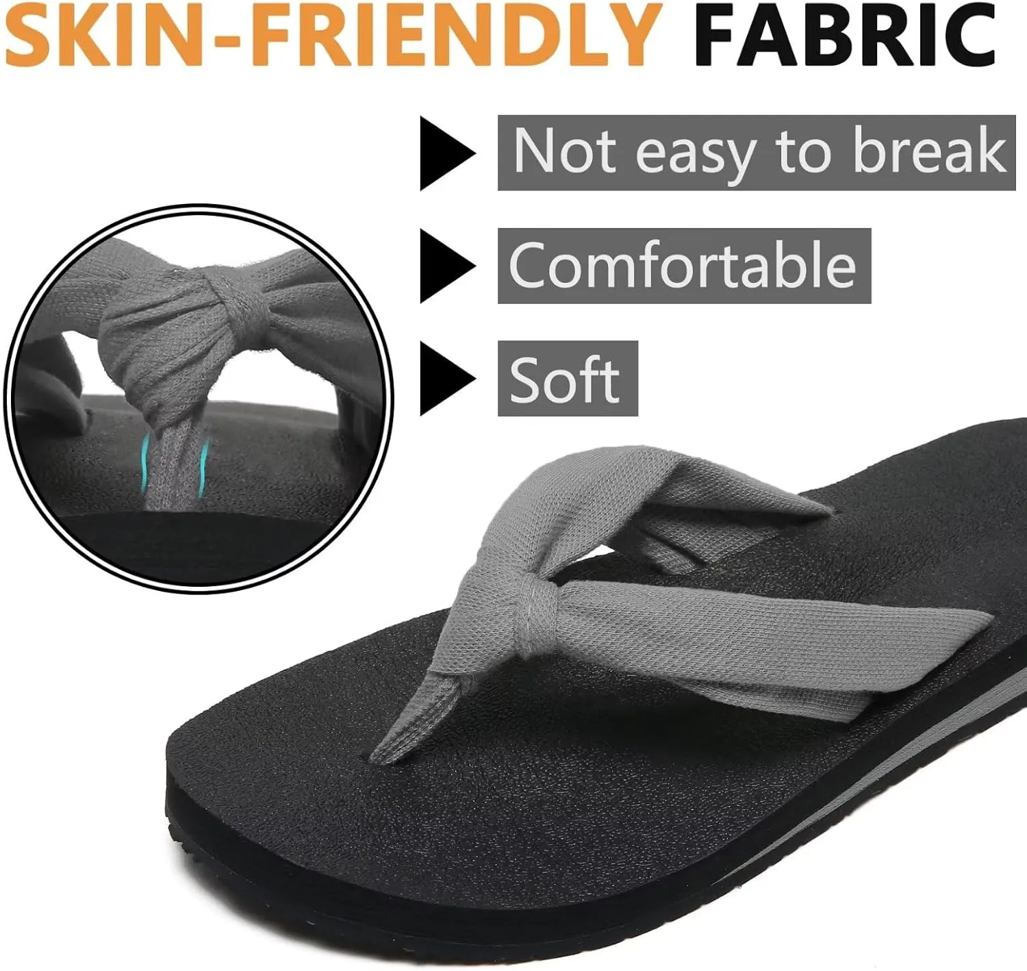 MAIITRIP Womens Comfortable Cloth Strap Flip Flops with Arch Support