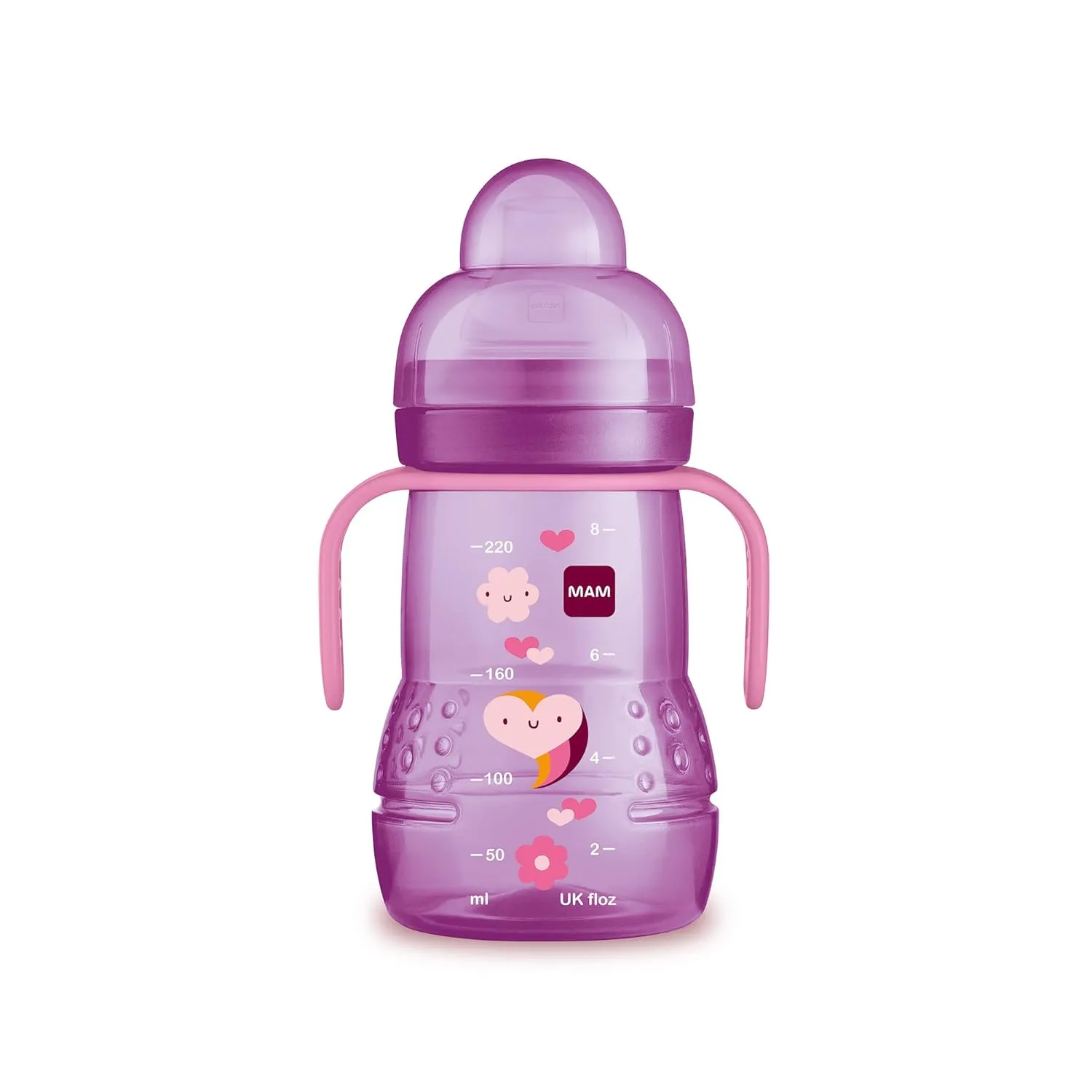 MAM Easy Start Anti-Colic Bottle, Baby Essentials, Medium Flow Bottles & Plastic Trainer Cup (1 Count), 8 oz. Trainer Drinking Cup