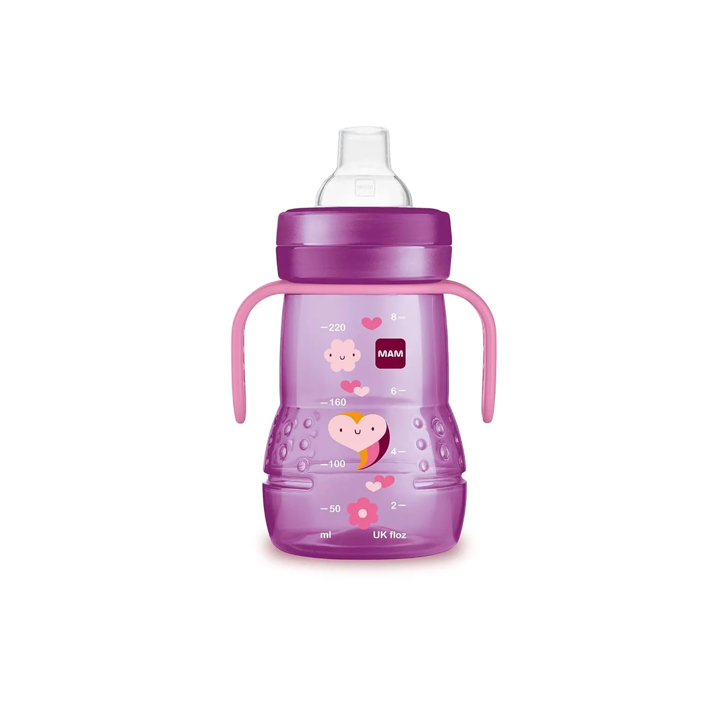 MAM Easy Start Anti-Colic Bottle, Baby Essentials, Medium Flow Bottles & Plastic Trainer Cup (1 Count), 8 oz. Trainer Drinking Cup