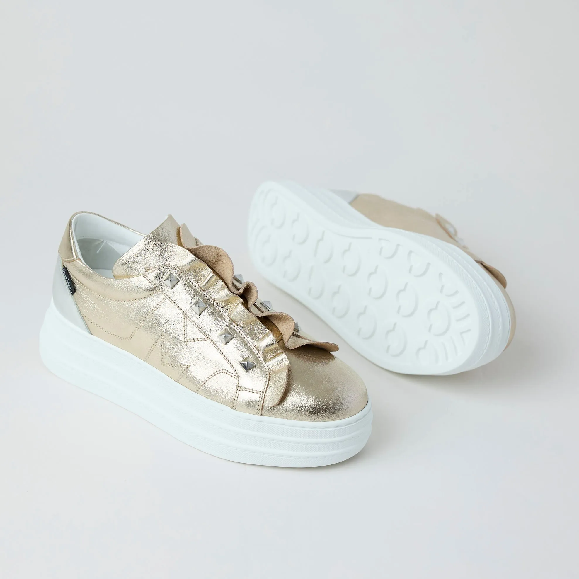 Marco Moreo Platino Metallic Leather Flatform Shoes