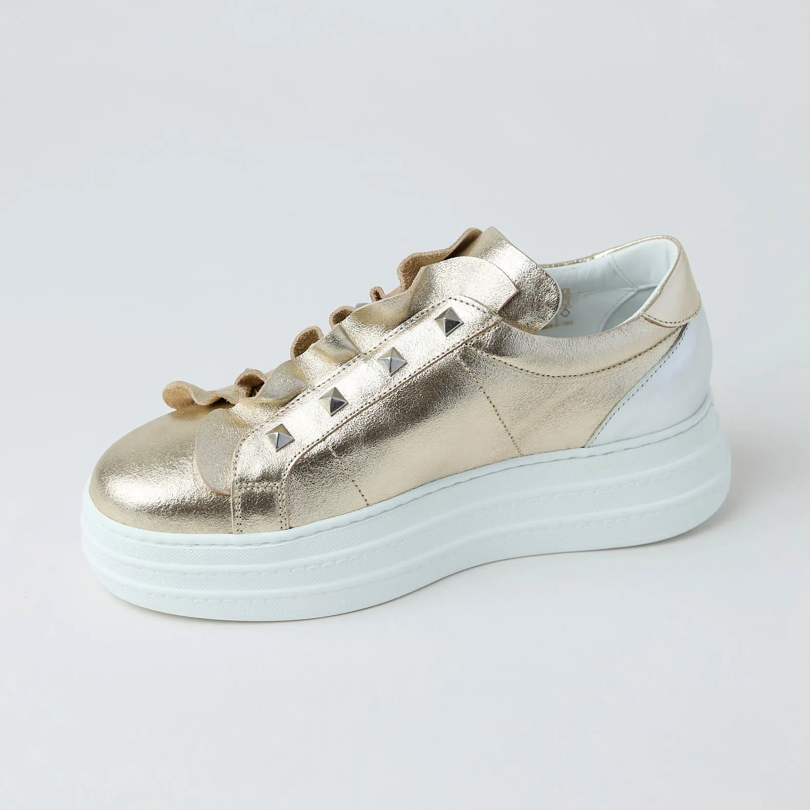 Marco Moreo Platino Metallic Leather Flatform Shoes