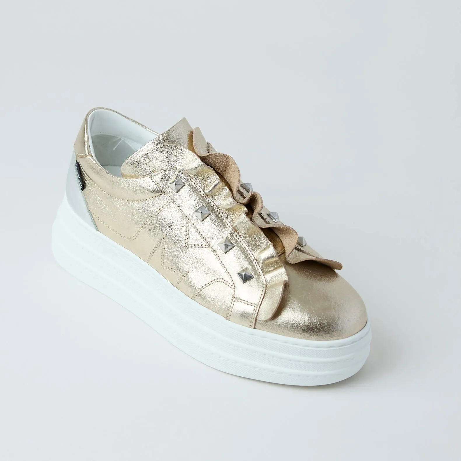 Marco Moreo Platino Metallic Leather Flatform Shoes