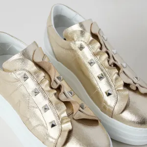 Marco Moreo Platino Metallic Leather Flatform Shoes