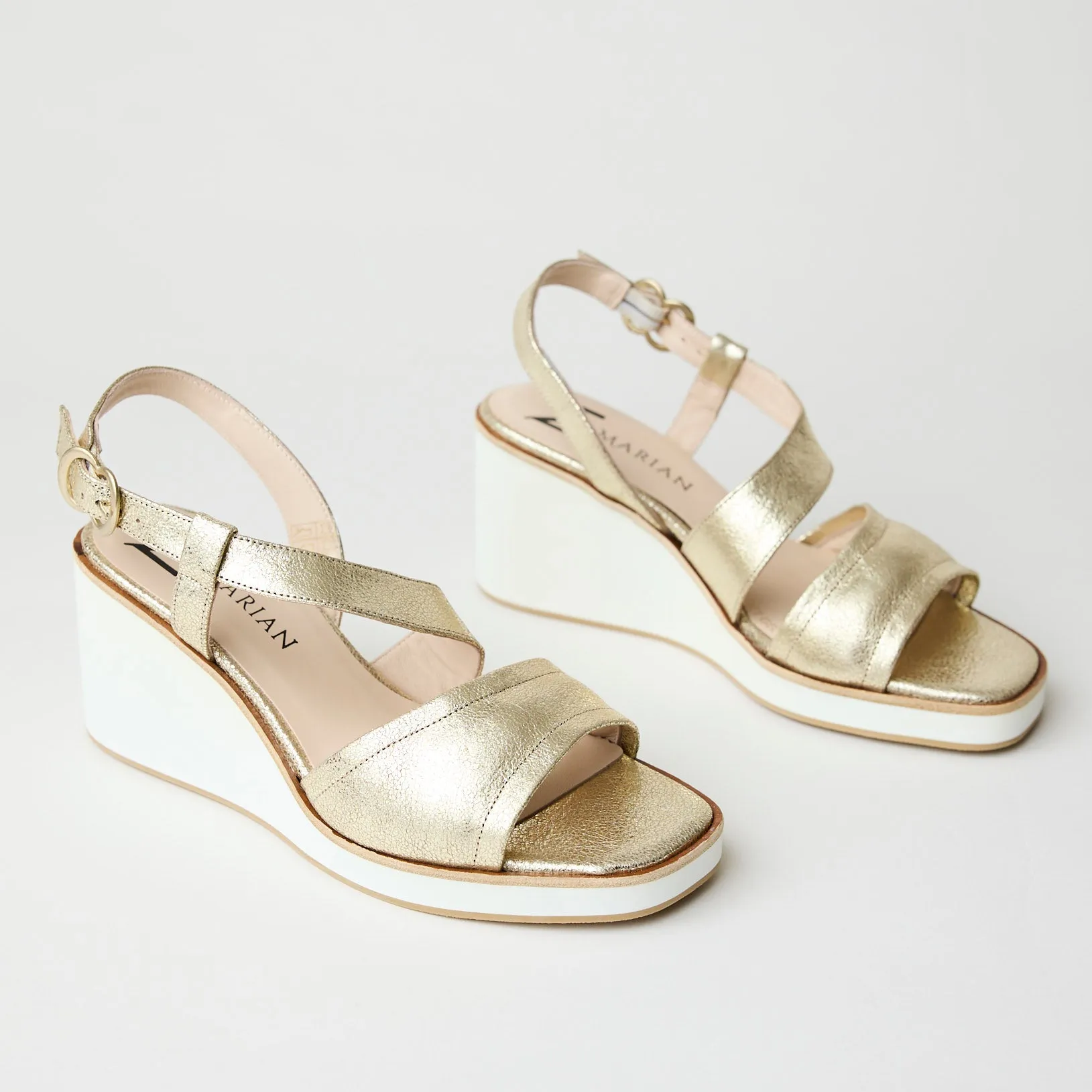 Marian Gold Leather Metallic Wedge Sandals