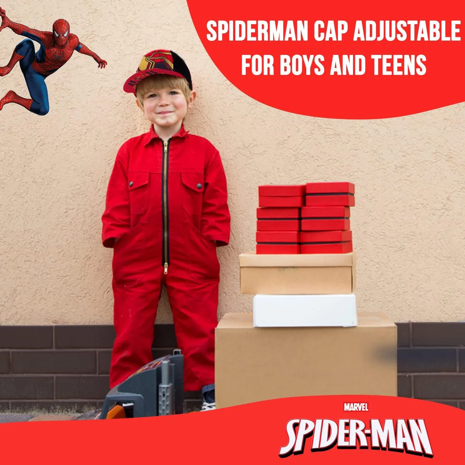 Marvel Spiderman Hat for Boys, Breathable Spiderman Baseball Cap for Toddlers, Boys Ages 3-9