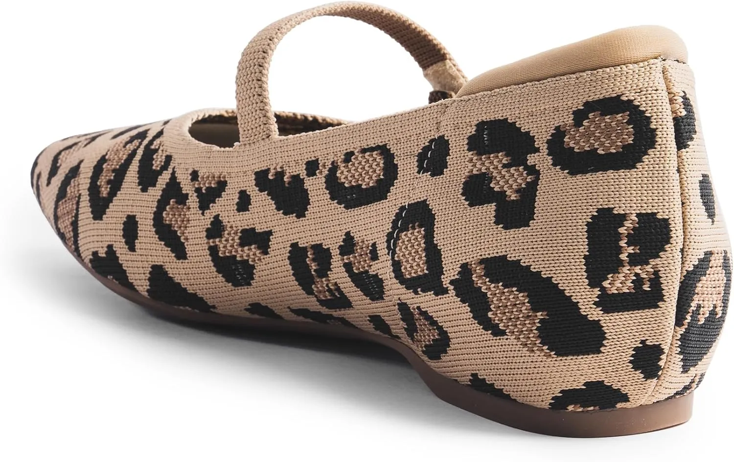 Mary Jane Flat Shoes for Women with Arch Support and Concealed Low Wedge Heel, Comfortable Women Square Toe Ballet Flats Knit Dress Shoes