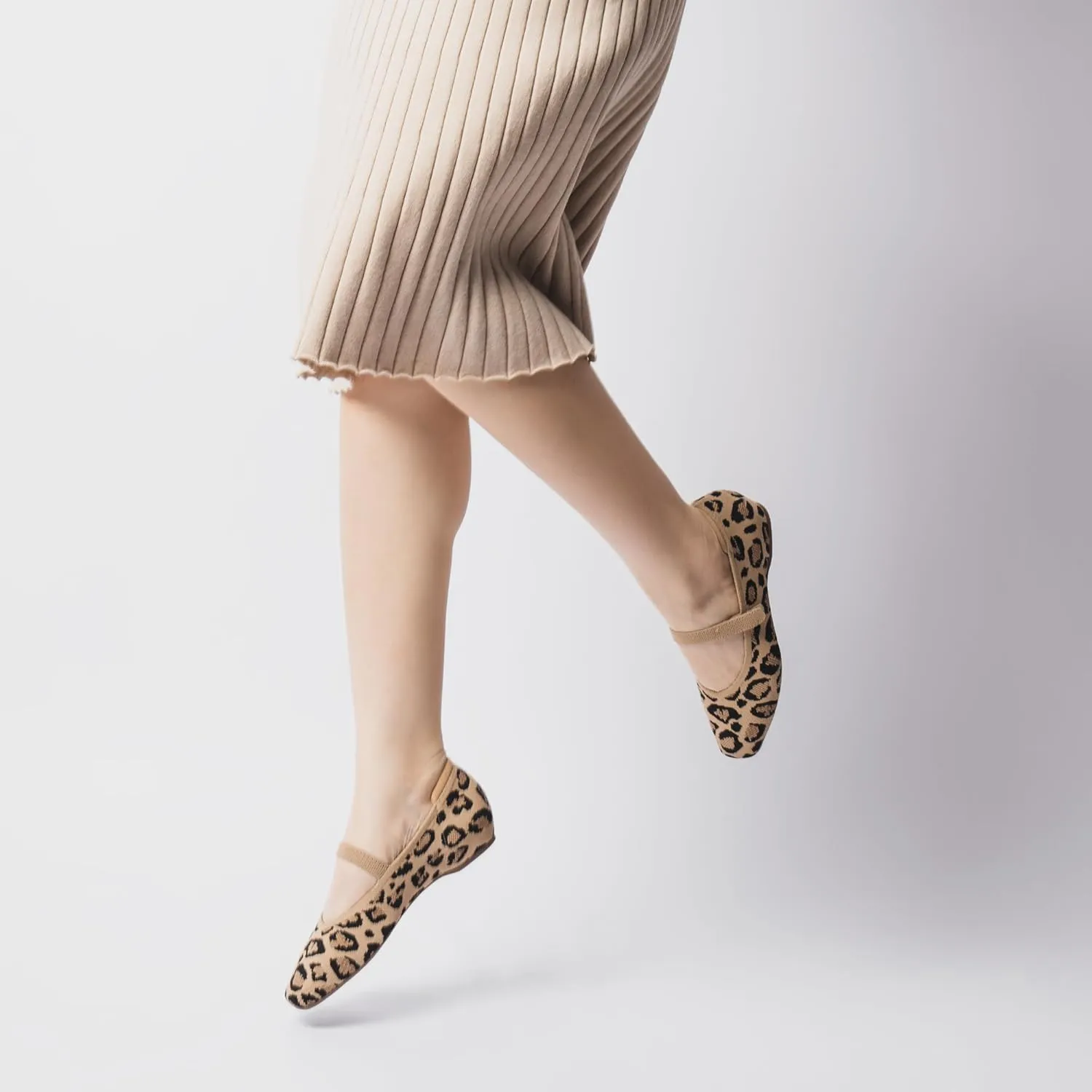 Mary Jane Flat Shoes for Women with Arch Support and Concealed Low Wedge Heel, Comfortable Women Square Toe Ballet Flats Knit Dress Shoes