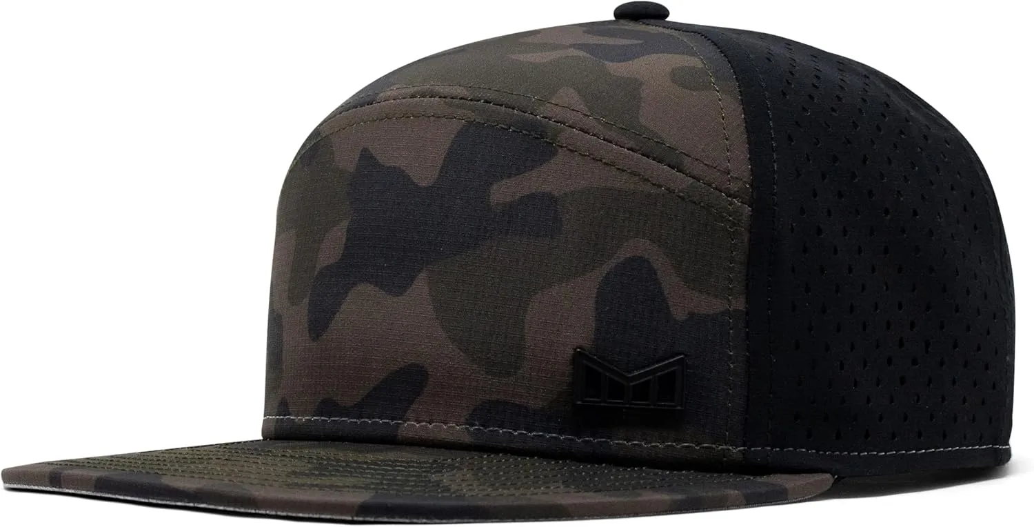 melin Trenches Icon Hydro, Performance Snapback Hat, Water-Resistant Flat Bill Caps for Men & Women, Golf, Running or Workout