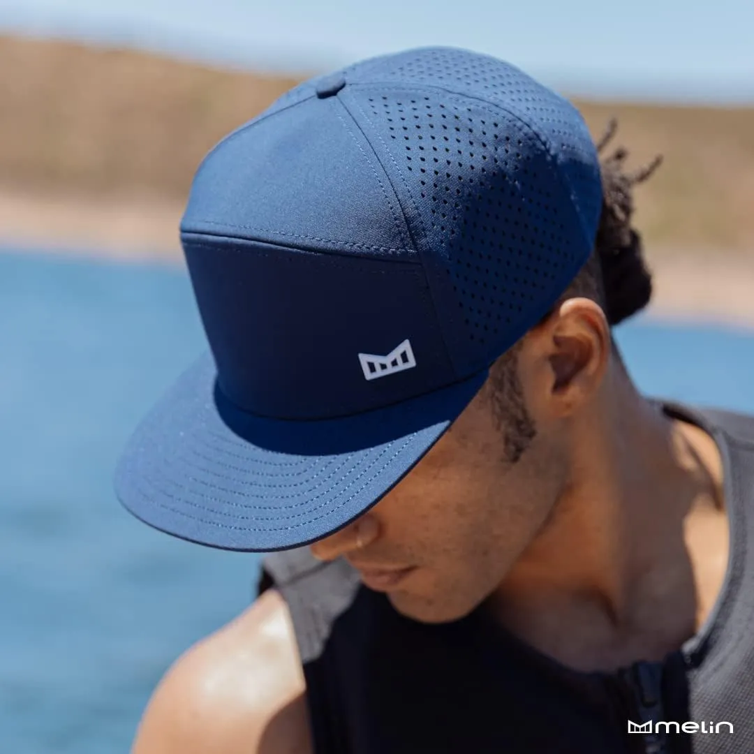 melin Trenches Icon Hydro, Performance Snapback Hat, Water-Resistant Flat Bill Caps for Men & Women, Golf, Running or Workout