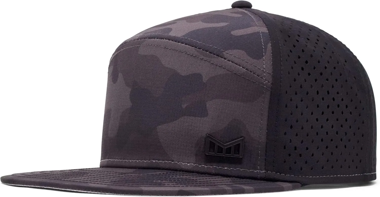 melin Trenches Icon Hydro, Performance Snapback Hat, Water-Resistant Flat Bill Caps for Men & Women, Golf, Running or Workout