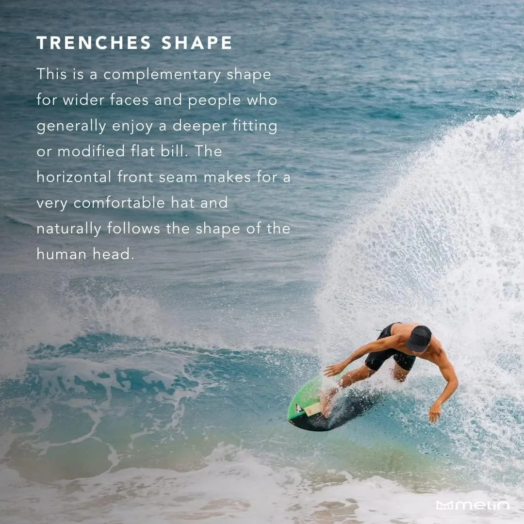 melin Trenches Icon Hydro, Performance Snapback Hat, Water-Resistant Flat Bill Caps for Men & Women, Golf, Running or Workout
