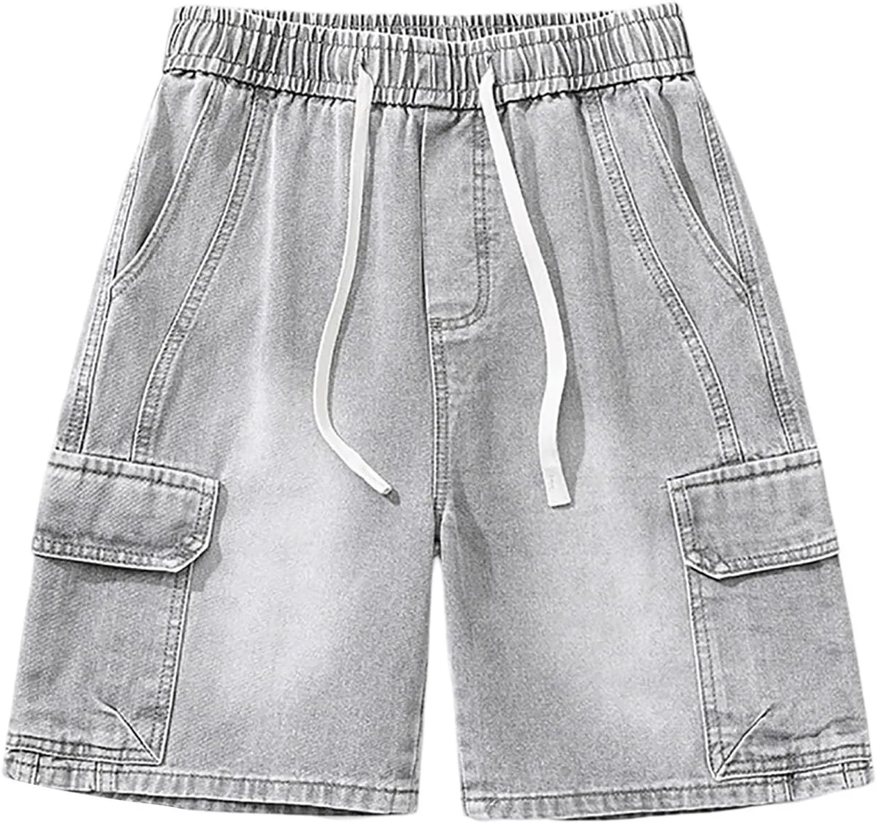 Men Baggy Jean Shorts Loose Fit Mid Denim Shorts Wide Leg Y2K Hip Hop Trendy Outfits