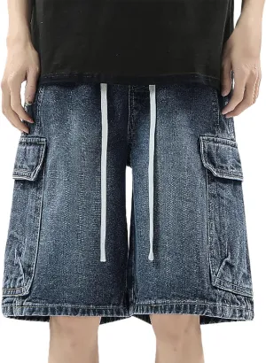 Mens Baggy Denim Jorts Y2K Vintage Loose Hip Hop Jean Shorts Wide Leg Long Jeans Trendy Outfits