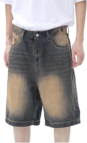 Mens Baggy Denim Jorts Y2K Vintage Loose Hip Hop Jean Shorts Wide Leg Long Jeans Trendy Outfits