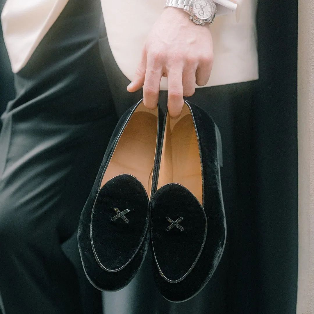 Men's Black Velvet Milano Loafer From Del Toro Shoes