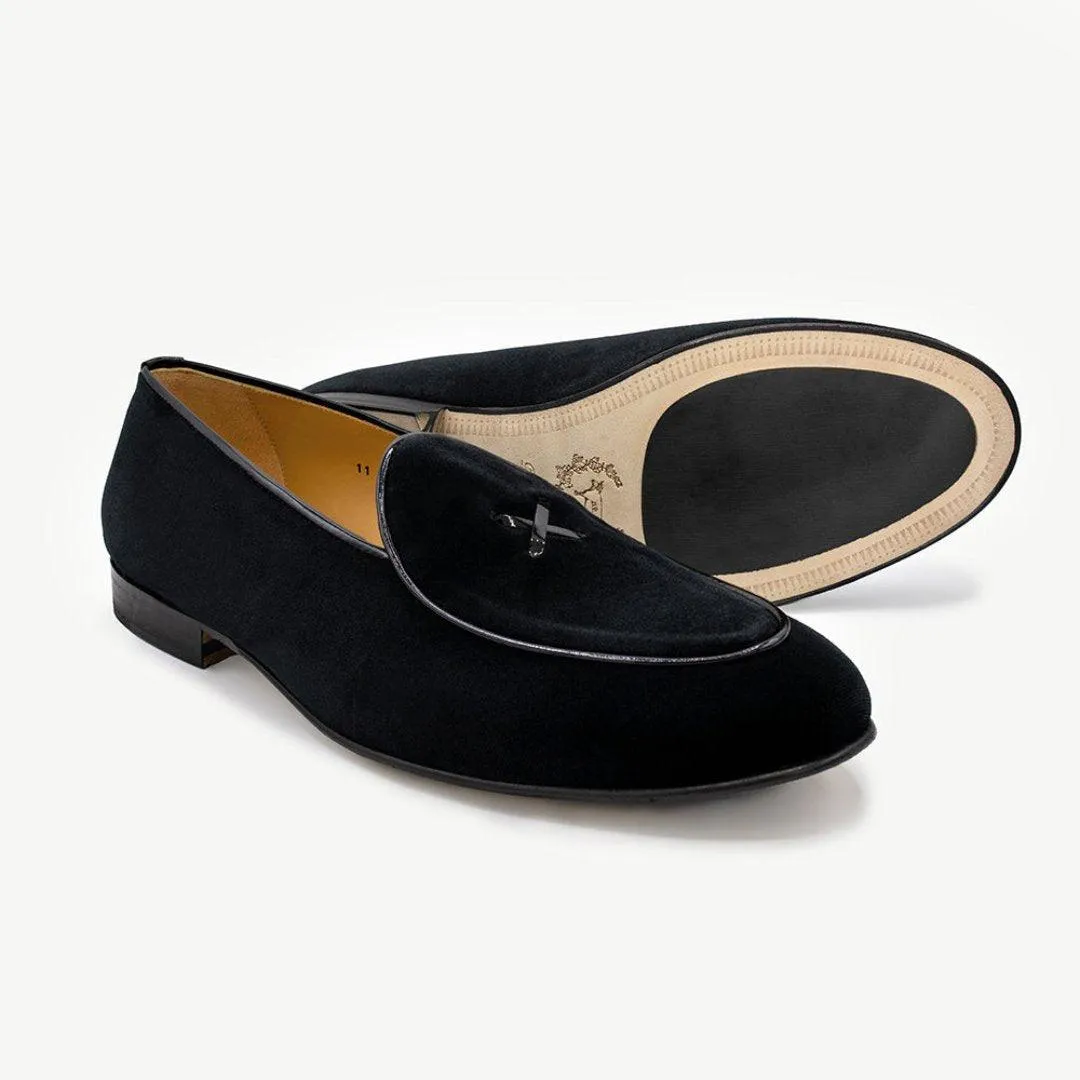 Men's Black Velvet Milano Loafer From Del Toro Shoes