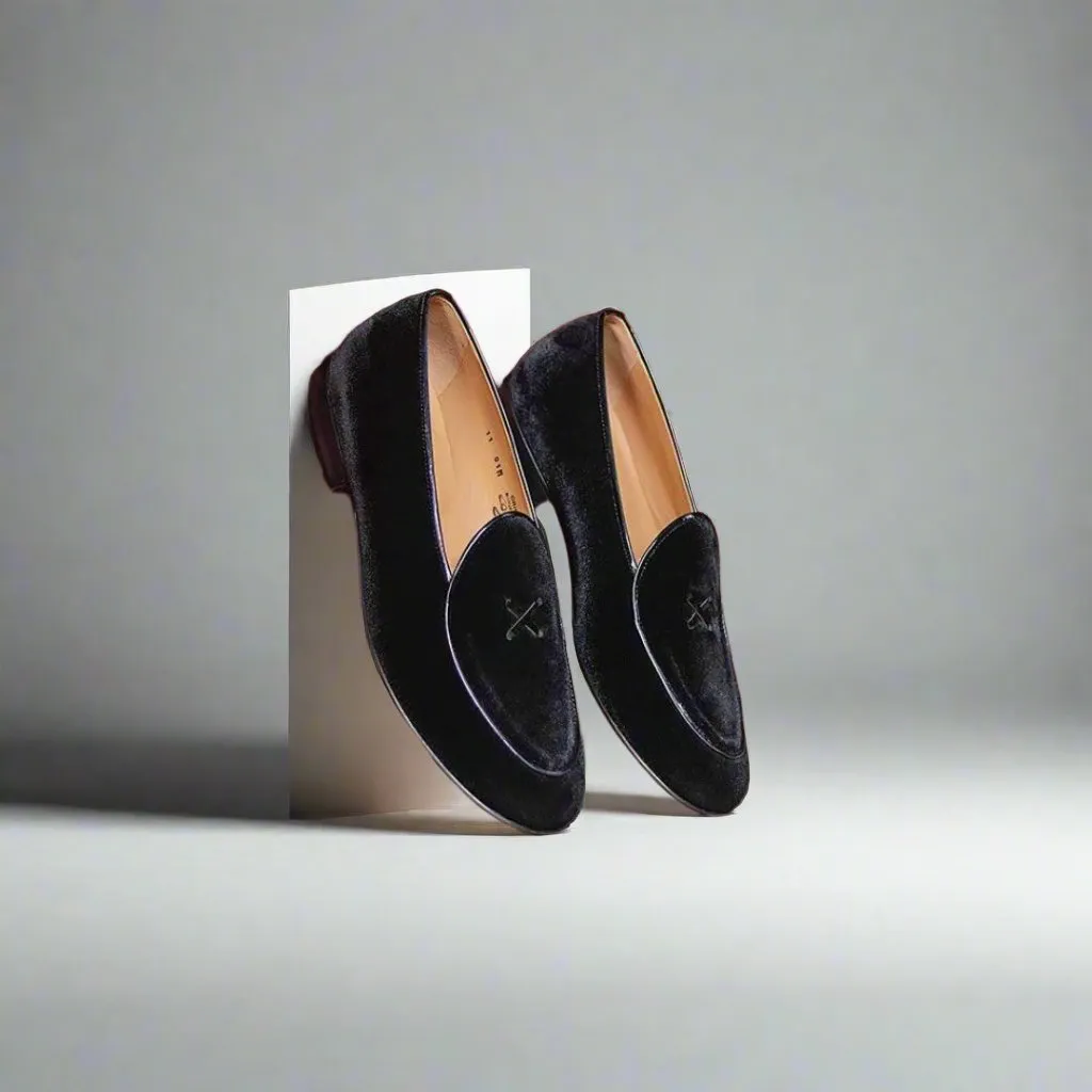 Men's Black Velvet Milano Loafer From Del Toro Shoes
