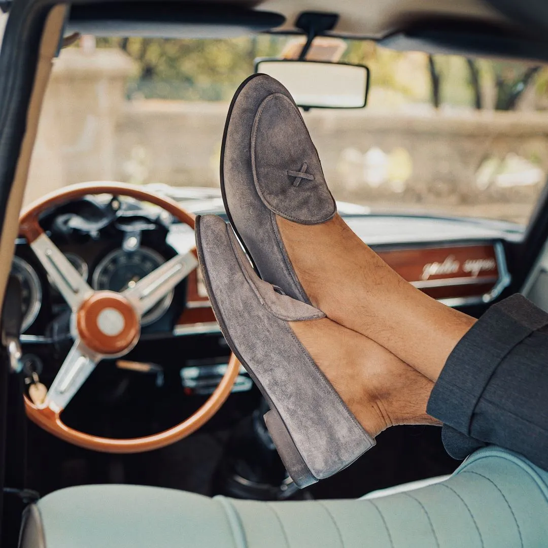 Men's Grigio Suede Milano Loafer From Del Toro Shoes