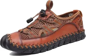 Men's Handmade Roman Sandals - Breathable Mesh Platform Design for Casual Wear