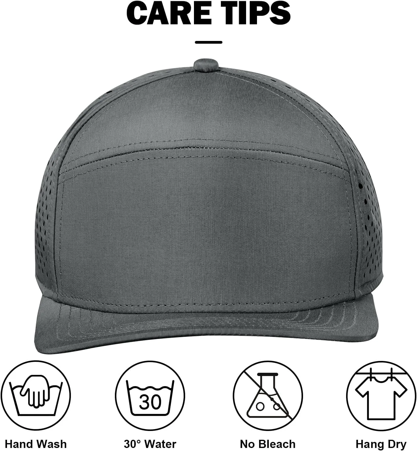 Men's Oversize XXL Flat Brim Baseball Cap Adjustable Performance Snapback Hat Laser Perforated Cap Plus Size for Big Head