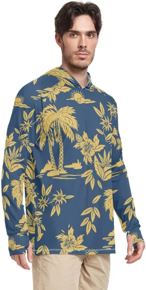 Mens Sun Shirts Protection Long Sleeve Hawaii Tropical UPF 50   Mens Sun Shirts Sailing Shirts Rash Guards Mens