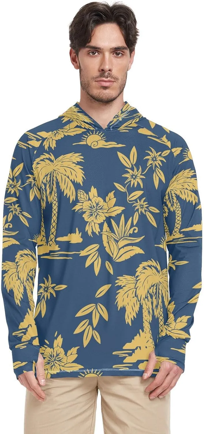Mens Sun Shirts Protection Long Sleeve Hawaii Tropical UPF 50   Mens Sun Shirts Sailing Shirts Rash Guards Mens